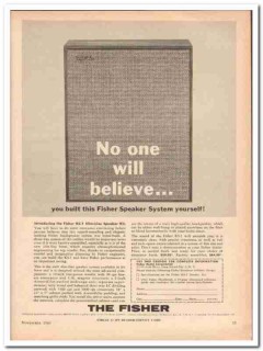 fisher radio corp 1961 believe ks-1 slim-line speaker kit vintage ad fisher radio corp 1961 believe ks-1 slim-line speaker kit vintage ad