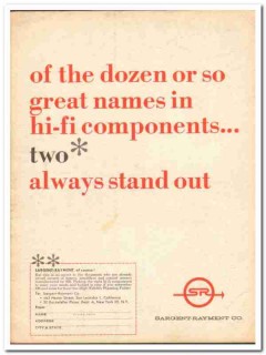 sargent-rayment company 1961 great names hi-fi components vintage ad sargent-rayment company 1961 great names hi-fi components vintage ad