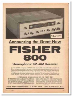 fisher radio corp 1960 stereophonic 800 amfm receiver vintage ad fisher radio corp 1960 stereophonic 800 amfm receiver vintage ad