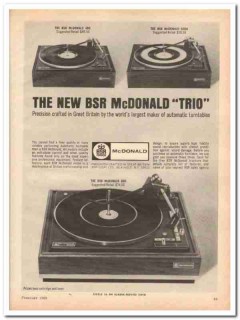 bsr usa ltd 1968 mcdonald trio 400 500 600 turntable stereo vintage ad