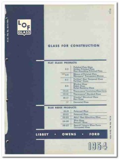 Libbey-Owens-Ford Glass Company 1954 Vintage Catalog Construction