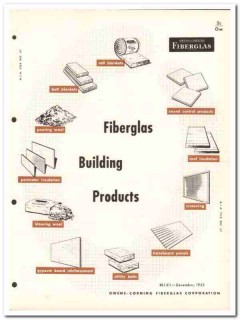 Owens-Corning Fiberglas Corp 1954 Vintage Catalog Insulation Building