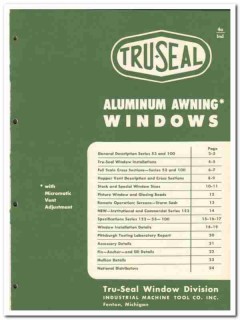 Industrial Machine Tool Company 1954 Vintage Catalog Windows Tru-Seal