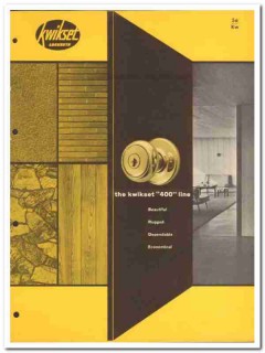 Kwikset Sales Service Company 1954 Vintage Catalog Lockset Model 400 Kwikset Sales Service Company 1954 Vintage Catalog Lockset Model 400