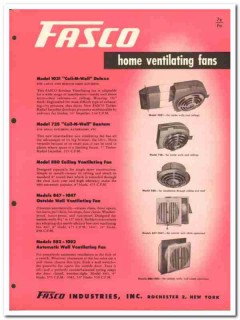 Fasco Industries Inc 1954 Vintage Catalog Fans Home Ventilating
