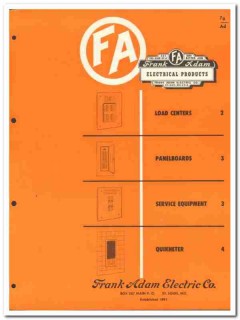 Frank Adam Electric Company 1954 Vintage Catalog Load Center Quikheter