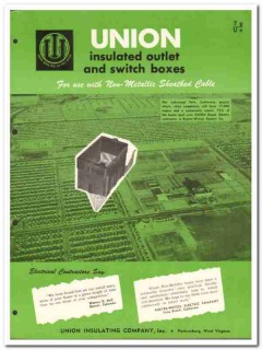 Union Insulating Company 1954 Vintage Catalog Electrical Switch Boxes