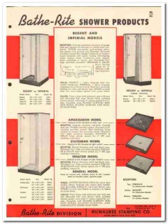 Milwaukee Stamping Company 1954 Vintage Catalog Shower Bathe-Rite Door Milwaukee Stamping Company 1954 Vintage Catalog Shower Bathe-Rite Door
