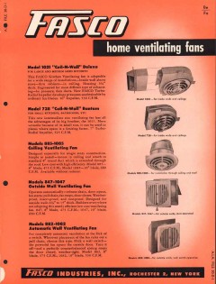 Fasco Industries Inc 1956 Vintage Catalog Ventilating Fans Electric