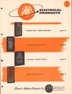 Frank Adam Electric Company 1956 Vintage Catalog Service Equipment