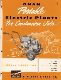 D W Onan Sons Inc 1956 Vintage Catalog Electric Plants Portable
