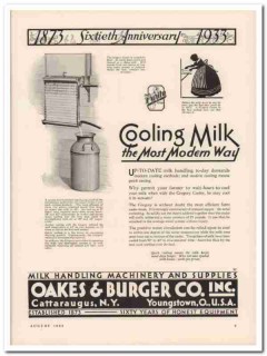 Oakes Burger Company 1933 Vintage Ad Milk Cooling Sixtieth Anniversary