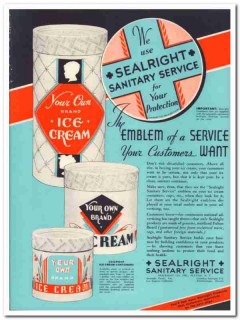 Sealright Company 1933 Vintage Ad Ice Cream Container Sanitary Service
