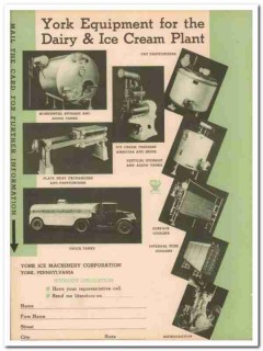 York Ice Machinery Corp 1933 Vintage Ad Dairy Plant Equipment
