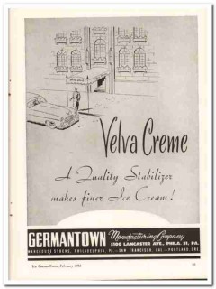 Germantown Mfg Company 1933 Vintage Ad Ice Cream Stabilize Velva Creme Germantown Mfg Company 1933 Vintage Ad Ice Cream Stabilize Velva Creme