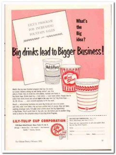 lily-tulip cup corp 1952 big drinks fountain program vintage ad