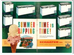 Schaefer Inc 1959 Vintage Ad Ice Cream Cabinets Summer Time Dipping