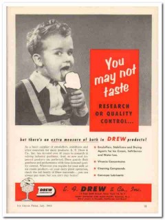 E F Drew Company 1959 Vintage Ad Ice Cream Quality Control Taste E F Drew Company 1959 Vintage Ad Ice Cream Quality Control Taste