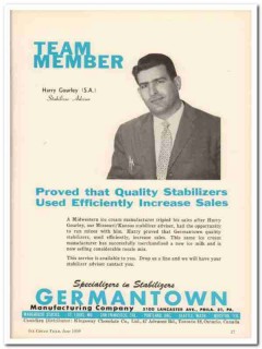 Germantown Mfg Company 1959 Vintage Ad Ice Cream Harry Gourley Adviser Germantown Mfg Company 1959 Vintage Ad Ice Cream Harry Gourley Adviser