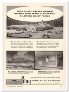 King Company Owatonna 1960 Vintage Ad Ice Cream Biltmore Dairy Farm