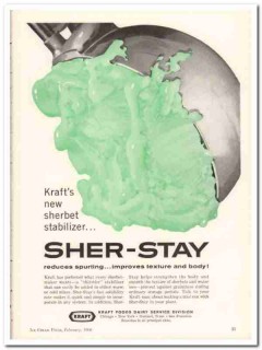 Kraft Foods Corp 1960 Vintage Ad Ice Cream Stabilizer Sher-Stay