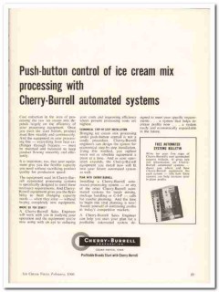 Cherry-Burrell Corp 1960 Vintage Ad Ice Cream Push-Button Control Mix