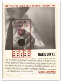 Kelco Company 1960 Vintage Ad Ice Cream Dariloid XL Liquid Push Button