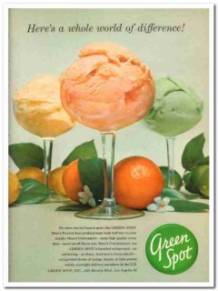Green Spot Inc 1960 Vintage Ad Ice Cream Sherbet World Difference