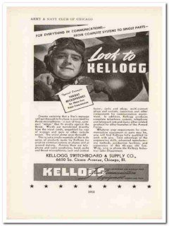 kellogg switchboard supply company 1943 throat ww2 wartime vintage ad