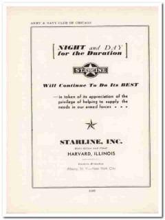 starline inc 1943 night day supply armed forces ww2 wartime vintage ad