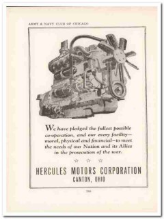 hercules motors corp 1943 pledged co-operation ww2 wartime vintage ad