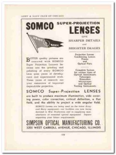 simpson optical mfg company 1943 somco lenses ww2 wartime vintage ad