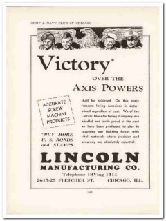 lincoln mfg company 1943 victory axis powers ww2 wartime vintage ad