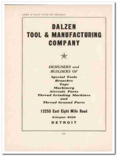 dalzen tool mfg company 1943 designers builders ww2 wartime vintage ad