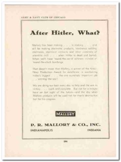 p r mallory company 1943 after hitler victory ww2 wartime vintage ad