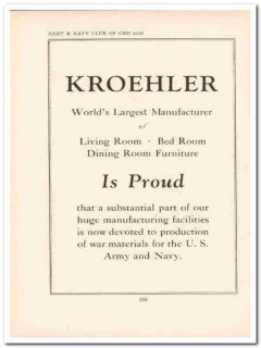 kroehler mfg company 1943 furniture proud ww2 wartime vintage ad