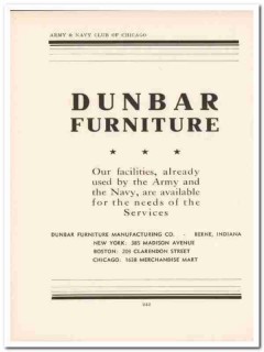 dunbar furniture mfg company 1943 army navy ww2 wartime vintage ad