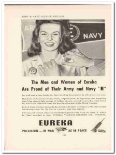 eureka vacuum cleaner company 1943 army navy e ww2 wartime vintage ad