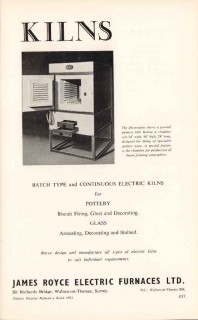 james royce electric furnaces ltd 1953 kilns pottery vintage ad