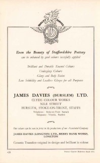 james davies ltd 1953 enamel glaze staffordshire pottery vintage ad