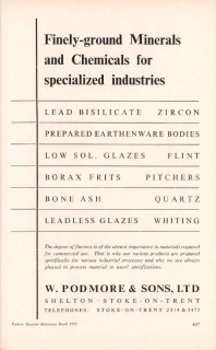 w podmore sons ltd 1953 ground minerals chemicals pottery vintage ad