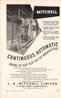 l a mitchell ltd 1953 machine drying clay slip tile pottery vintage ad
