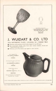 j wuidart company ltd 1953 importer exporter pottery glass vintage ad