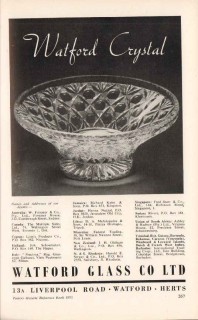 watford glass company ltd 1953 crystal bowl vintage ad