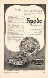w t copeland sons ltd 1953 spode blue italian china pottery vintage ad