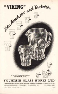 fountain glass works ltd 1953 viking tots tumblers tankards vintage ad