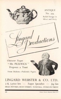 lingard webster company ltd 1953 mr pickwick teapot pottery vintage ad