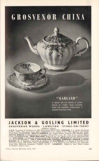 jackson gosling ltd 1953 grosvenor china garland pottery vintage ad