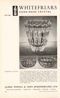 james powell sons ltd 1953 whitefriars hand made crystal vintage ad