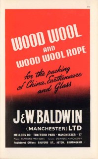 j w baldwin ltd 1947 wood wool rope packing glass pottery vintage ad